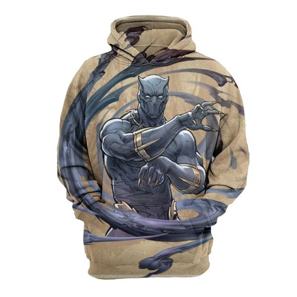 

the avengers panther 3d print mens sweatshirts fashion marvel movie designer hoodies long sleeve hooded apparel, Black
