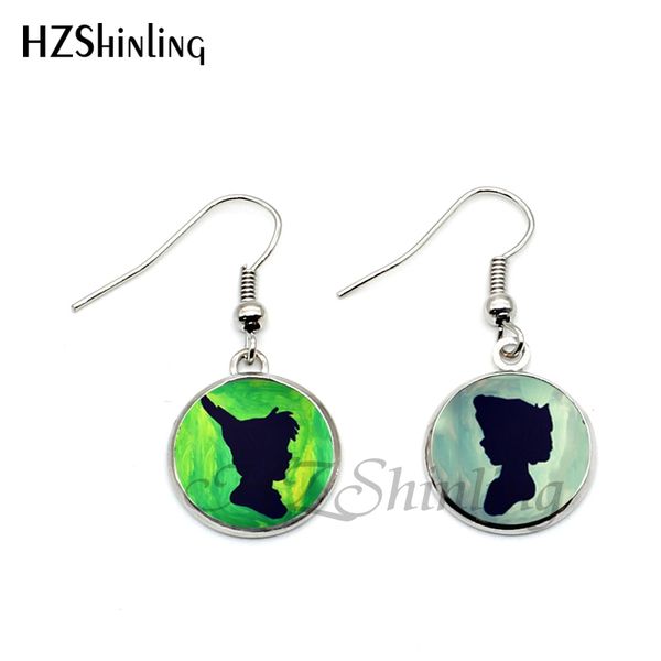 

2019 new arrival peter pan and wendy fishhook earrings glass dome off to neverland fairy jewelry pendant earrings nhe-0111, Silver