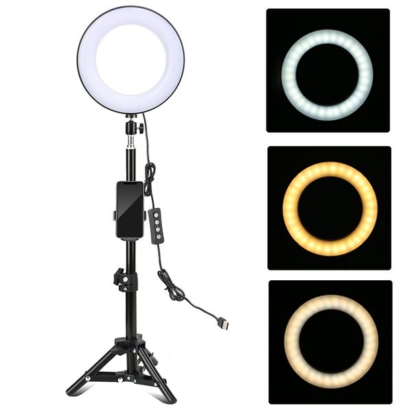 

8 inch pgraphy dimmable led selfie ring light youtube 3000-6000k p studio light with phone holder tripod remote control
