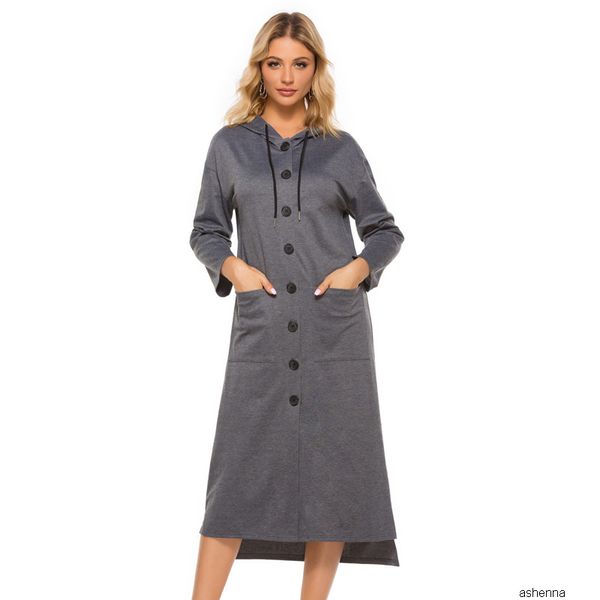 

womens designer autumn hooded long sleeve trend dress6u2a, Black;gray
