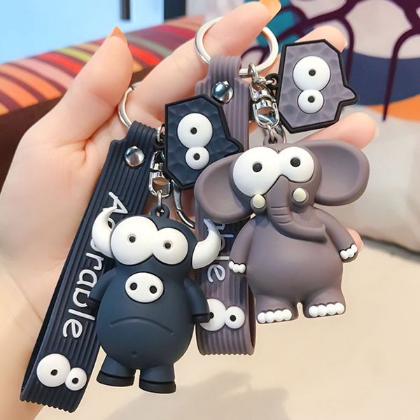 

cute cartoon animal keychain 5.5cm turtle elephant pvc keyring toy, Silver