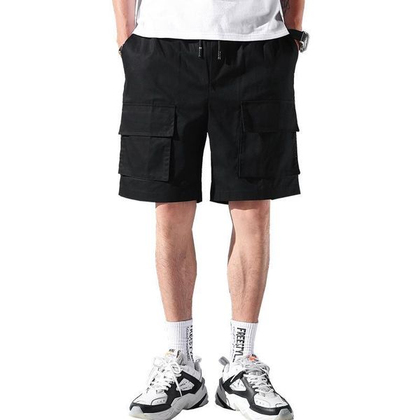 

2019 tooling large pocket five points men loose casual summer pants khaki, White;black