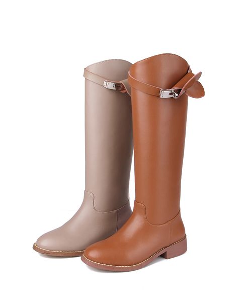 

leather genuine lady buckle martin boots designer women straight boots knight chaussure mujer plus size 41 42 - 67