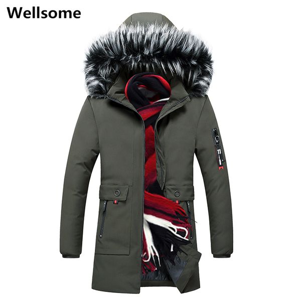 

winter hooded mens parkas pp cotton padded overcoat outerwear thick warm men's coat casual parka jacket windbreakers for men, Black