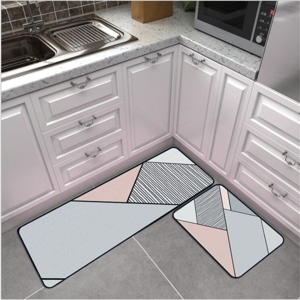 

kitchen mat nordic fashion carpet geometric lines gray pink kitchen rugs entry mat anti-slip mats bedroom bedside mats area rugs