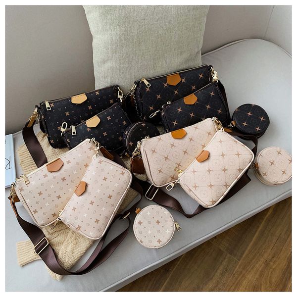 

3pcs women leather hand bag wide strap set bag vintage small shoulder female purses and handbags composite bolsos