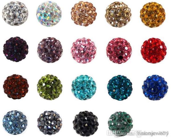 

100pcs/lot 10mm mixed multi color ball crystal crystal bead bracelet necklace beads.z94 beads lotrhinestone diy spacer