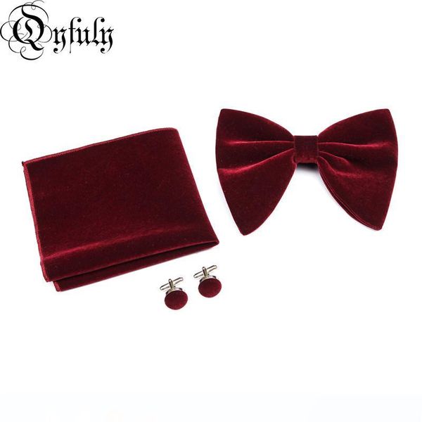 

qyfuly fashion mens designer velvet pocket square handkerchief butterfly bow tie ties set gentleman composite bow ties, Black;gray