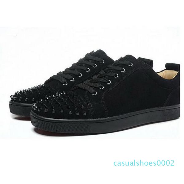 

2018 red bottom men women casual sneakers,luxury black matter leather spiked toe skateboarding shoes designer sports shoes c02