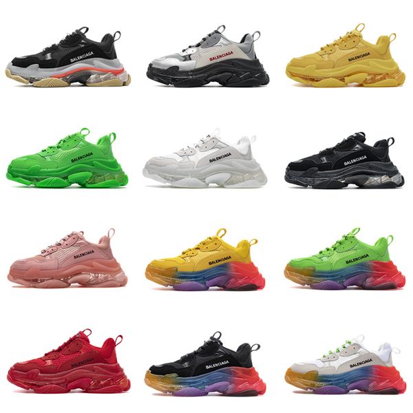 

boots balen triple-s clear sole bottom paris luxury mens women casual sneakers designer vintage platform trainers shoes, Black