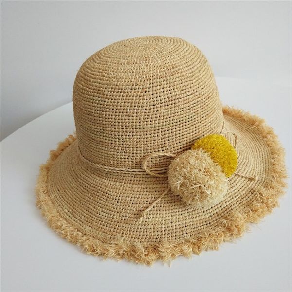 

lady's outdoor spring summer rafia grass hat beach sunshade fisherman cap female sunscreen breathable travel sports straw caps, Black;white