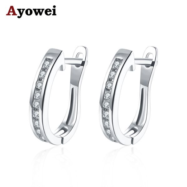 

charm ayowei simple crystal white zircon silver color hoop earrings women fashion daily office style jewelry je1180a, Golden