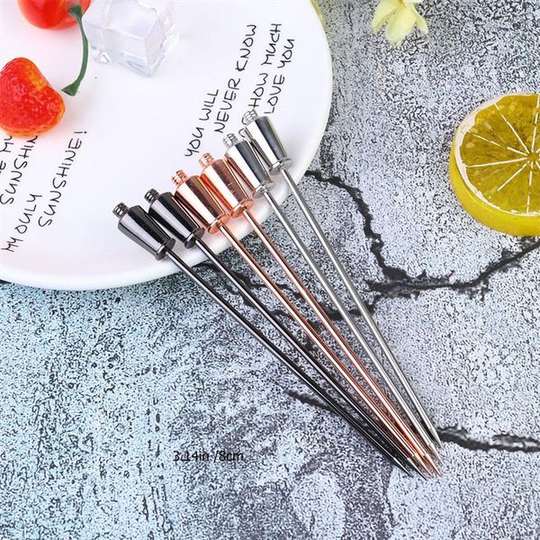 

2pcs reusable fruit picks stainless steel decorative cocktail pick fruit sticks stirring stick for home bar ktv party supplies
