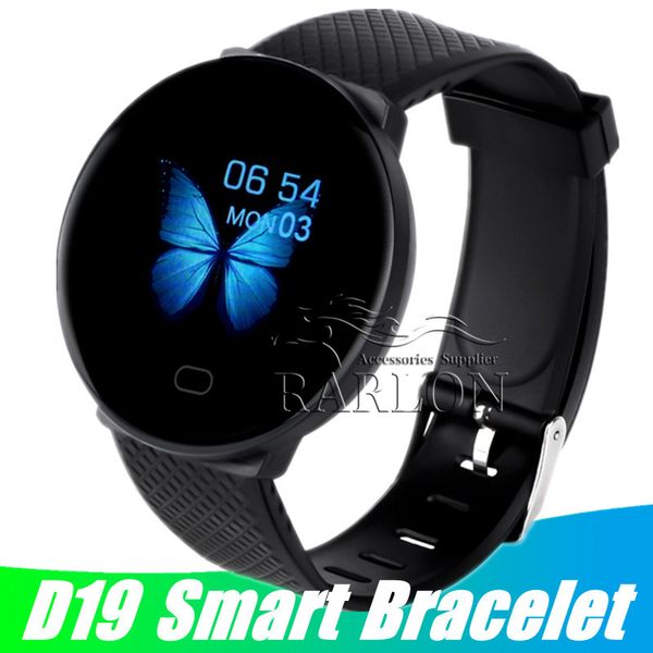Bracciale D19 Braccialetti per orologi intelligenti Fitness Tracker Frequenza cardiaca Contatore di passi Fascia per monitor di attività per Android Donna Uomo