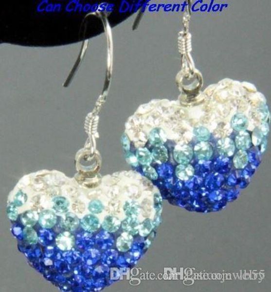 

высокое качество d3633 карточкой mircro pave дискотечный микс цветов бисер глина сердце постепенное изменение падение мотаться кристалл серь, Silver