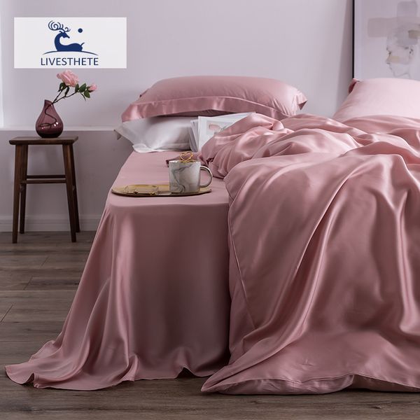 

liv-esthete 100% natural silk 25 momme duvet cover flat sheet bed linen set home decor luxury bedding set double  king t200415