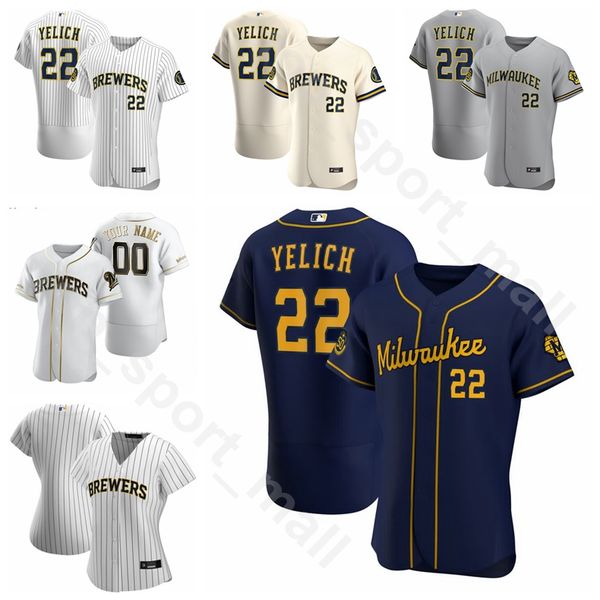

2020 baseball men women youth 22 christian yelich jersey 6 lorenzo cain 8 ryan braun 24 avisail garcia justin smoak team white blue, Blue;black
