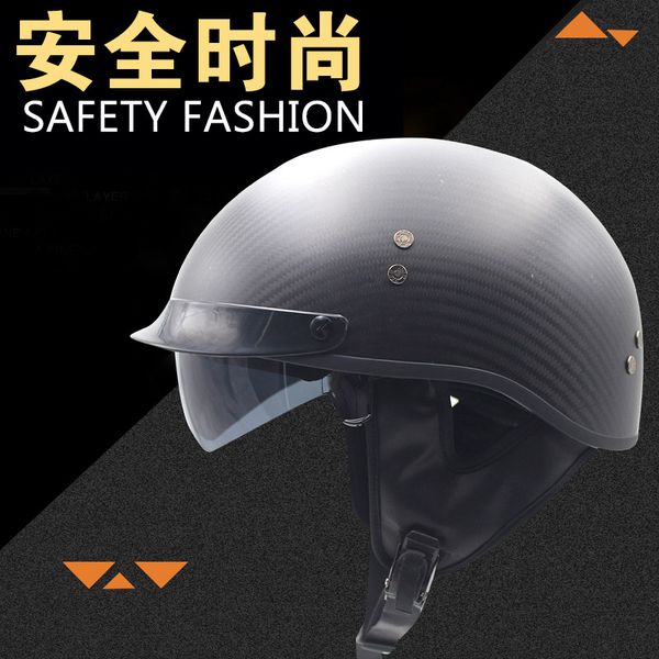 

carbon fiber halley half helmets for manual motorcycle helmets for men and women four seasons leather