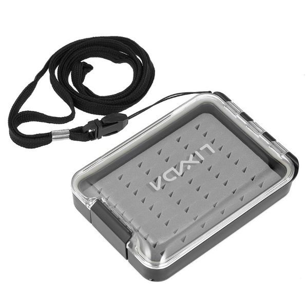 

clear box easy grip foam portable pocket fishing flies box case with neck strap