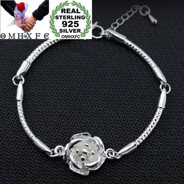 

omhxfc wholesale european fashion woman girl party birthday wedding gift elegant flower link 925 sterling silver bracelets be282, Golden;silver