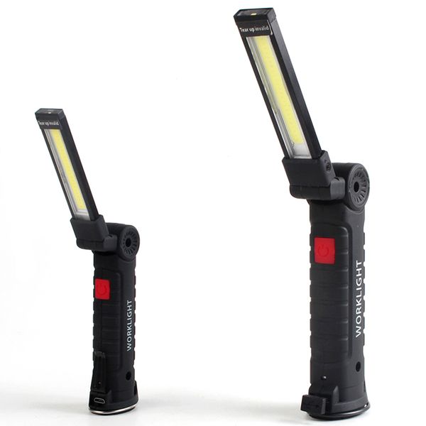 

folding cob led work light portable spotlight with magnetic base clip usb charging repair torch movable work light