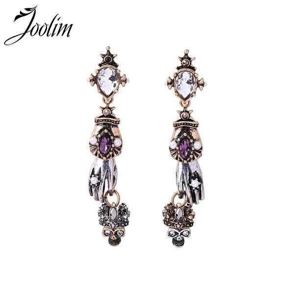 

joolim antique skull hand dangle earring fashion earring wholesale, Silver