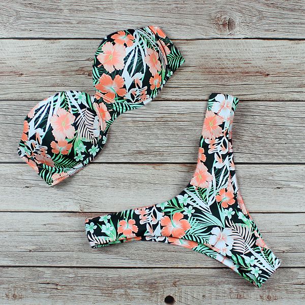 

print floral bikini 2020 leopard swimsuit red push up swimwear women bikini set brazilian beach wear bathing suit biquini