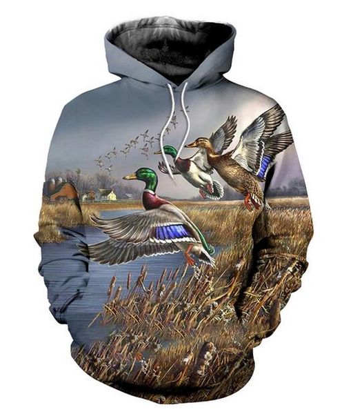 

new fashion women / men hunting duck casual 3d printed crewneck sweatshirts hoodies sportwear coat f0303, Black