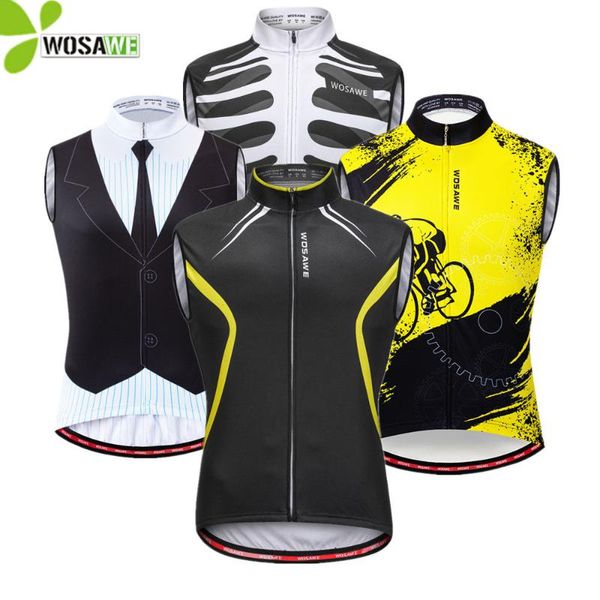 

wosawe sleeveless jersey cycling vest men women downhill gilet bike base layer breathable clothing bicycle reflective vests, Black