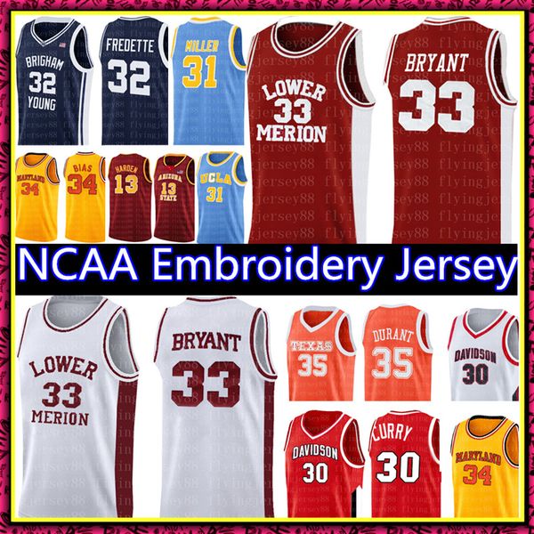 

mens kobe 33 bryant high school jersey stephen 30 curry ncaa 35 durant wade 3 verson basketball jerseys size s, Black