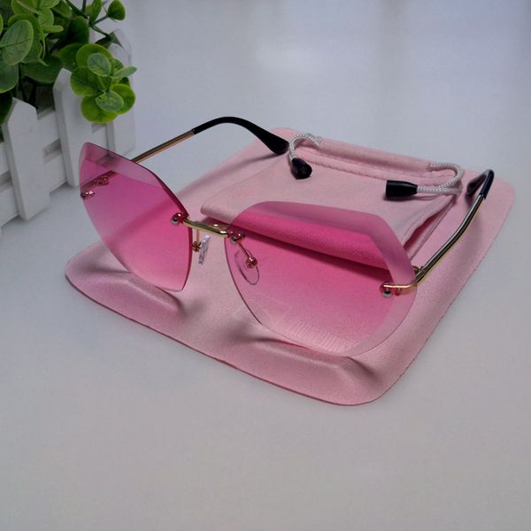 

2019 pink rimless солнцезащитные очки женщины luxury крупногабаритные brand дизайнер солнцезащитные очки большой сплав frame lady summer очк, White;black