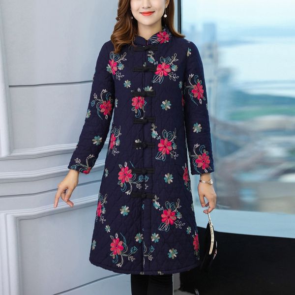 

women winter coat casual printing wool stylish knitted coat hooded long sleeve thickening cotton jacket women outwear parks#4, Black