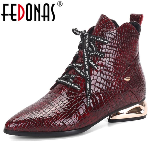 

fedonas new animal prints genuine leather women ankle boots brand strange heels office party shoes woman winter boots, Black