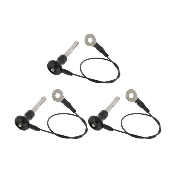 

3 pcs stainless steel ball lock quick release pins push button with wire lanyard, prevent loss
