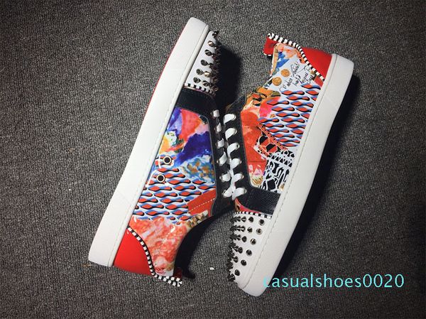 

mens red bottoms for men brand luxury designer low fashion studded spikes flats casual bottom sneakers zapatillas des chaussures c20, Black