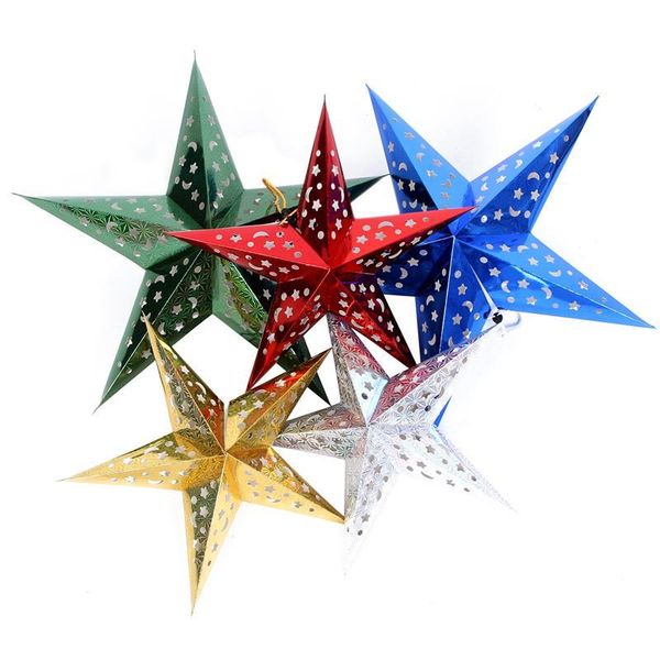 

for dec oration decoration laser three-dimensional five-pointed star ceiling hangings christmas paper pentastar window dressing