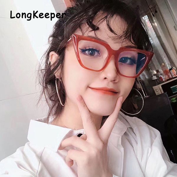 

2020 women oversized anti blue light cat eye glasses vintage men computer screen blue light blocking optical frame prescription, White;black