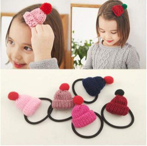 

12pcs/lot wool knit weaving christmas small hat hair rope hairpin hair ring