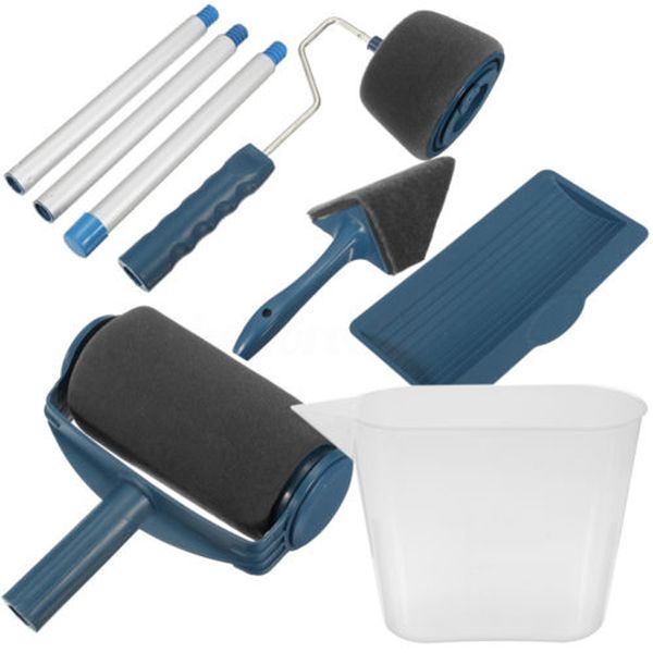 

8pcs paint runner pro roller brush handle tool edger room wall painting home garden tool roller paint brush set + extension pole