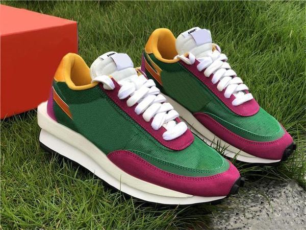 

authentic sacai x ldv waffle ldwaffle daybreak men women running shoes pine green clay orange del sol-sail bv0073-301 sneakers sports 5-12