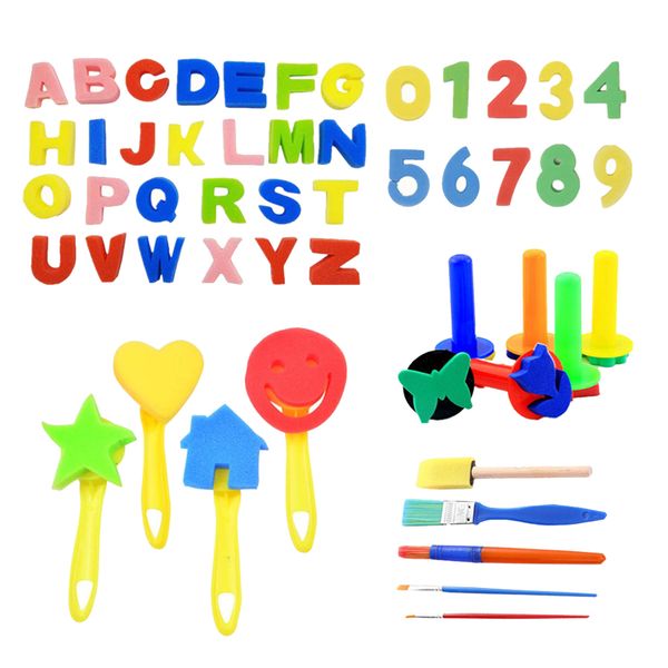 

51x sponge paint brushes kits painting craft early diy learning fun kits