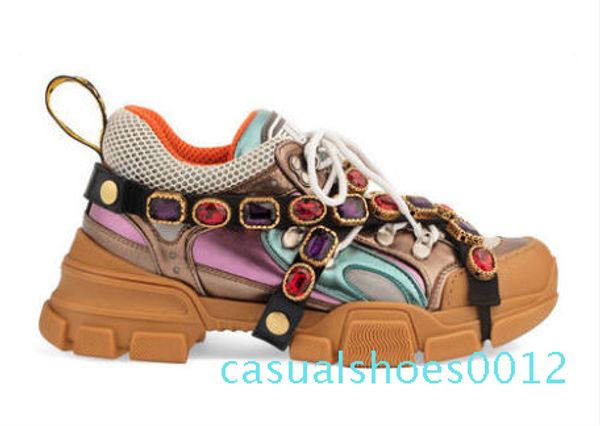 

2019 flashtrek sneaker with removable crystals oversize design outdoor hiking sneaker boots mens shoes leather sneakers platform c12, Black