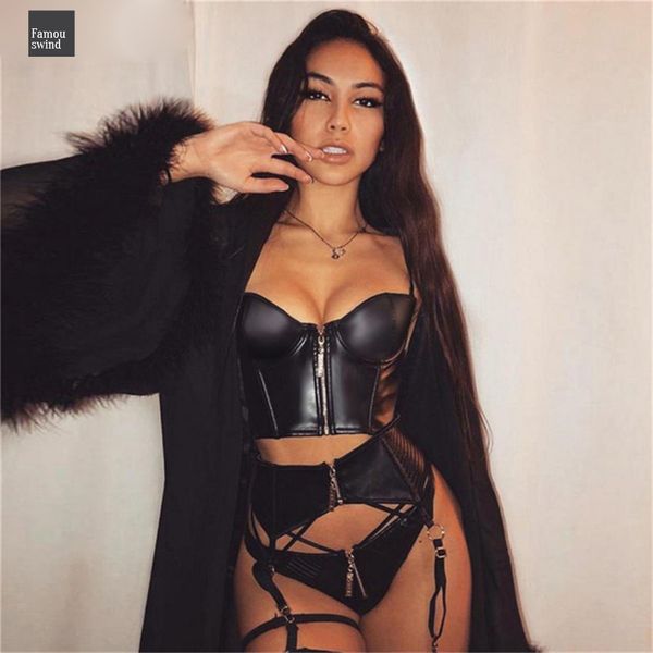 

black pu leather new camis top 2019 женщины тонкий обрезанные top моды рукавов партии sexy бретели zipper прибытие, White