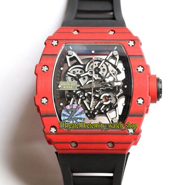 

version rm 35-02 rafael nadal ntpt all carbon fiber red case skeleton dial japan nh automatic rm35-02 mens watch rubber luxury watches, Slivery;brown