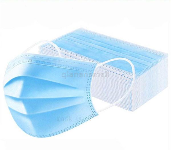

in stockblue 1pcs prevent disposable face mask dust masks with three layer filter non woven breathable mouth nose proof masks