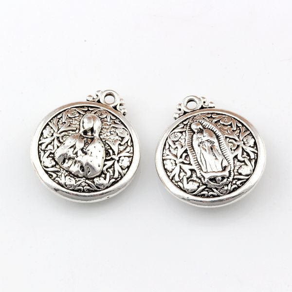 

очарование девы марии бусины 30 шт. / лот античное серебро fit ожерелье 21x24 мм ретро аксессуары праздничные подарки a-481, Bronze;silver