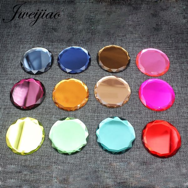 

jweijiao 58 mm round colourful glass cabochon flat plane diy parts for makeup mirrors glass panel 12 colors piece\lot espejo