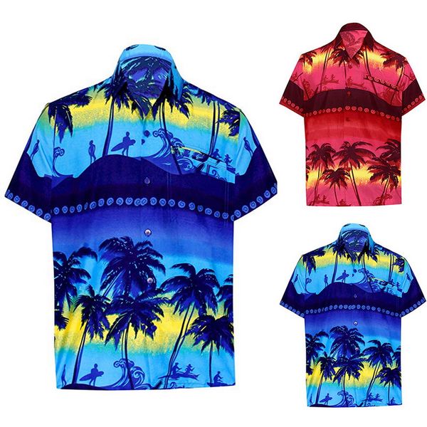 

hawaiian summer european and american thin men's 3d beach printing short sleeve men's shirt, White;black