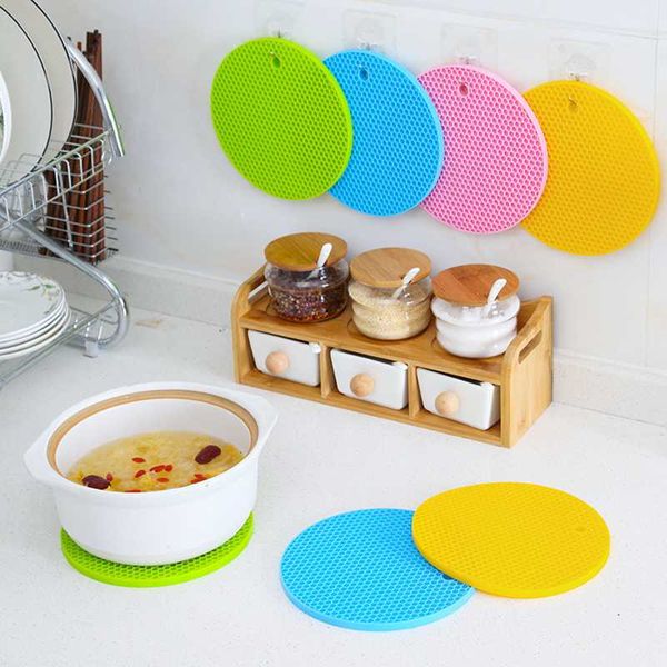 

18/14cm round heat silicone mat resistant drink cup coasters table placemat non-slip pot holder kitchen accessories sccjgl home