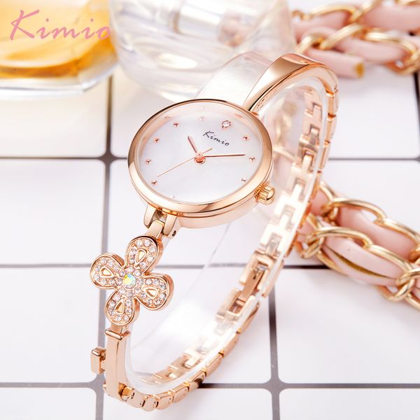 

kimio ancient gold bracelet watches women ladies fashion shining crystal dress quartz wristwatch rhinestone watch, Slivery;brown
